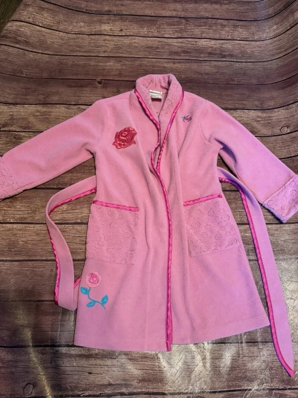 Kid's Disney Store Princess Pink Rose Robe XS Cinderella Belle Sleeping Beauty